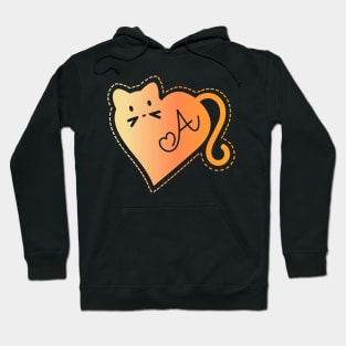 Heart Cat Monogram A in Orange Hoodie